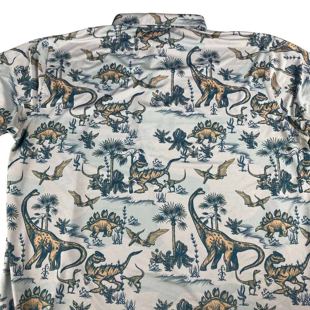 Waggle Dinosaur Golf Polo Shirt Men 2XL All Over Print Stretch Casual - Picture 8 of 8